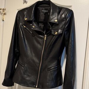 Generation Love Black Leather Jacket with Gold Accents